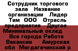 Сотрудник торгового зала › Название организации ­ Лидер Тим, ООО › Отрасль предприятия ­ Другое › Минимальный оклад ­ 1 - Все города Работа » Вакансии   . Амурская обл.,Магдагачинский р-н